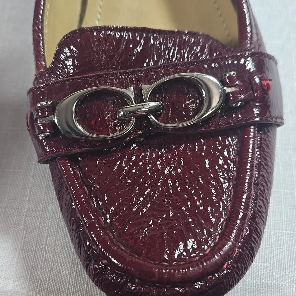 Coach Womens Signature Eloise Burgundy Red  Loafers  Flats 6B